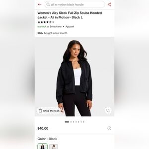 All in Motion Women's Black Zip up Scuba Hoodie